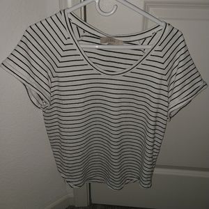 Loft Black and White Strip Short Sleeve Shirt